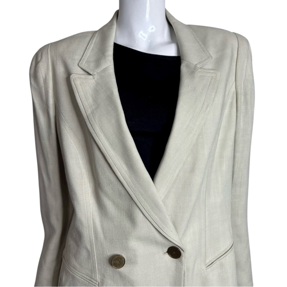 Elie Tahari Light Tan Double Breasted Coat - Picture 3 of 9
